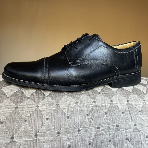 Sandro Moscoloni Black Leather Cap Toe Oxford Lace up Shoes Men’s Size US 13 M - Picture 1 of 16